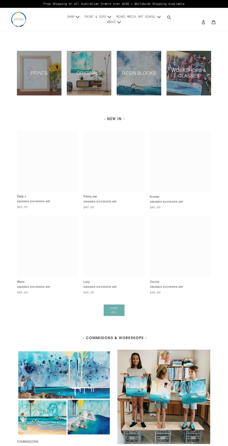 amandadavidson.com.au shopify website screenshot