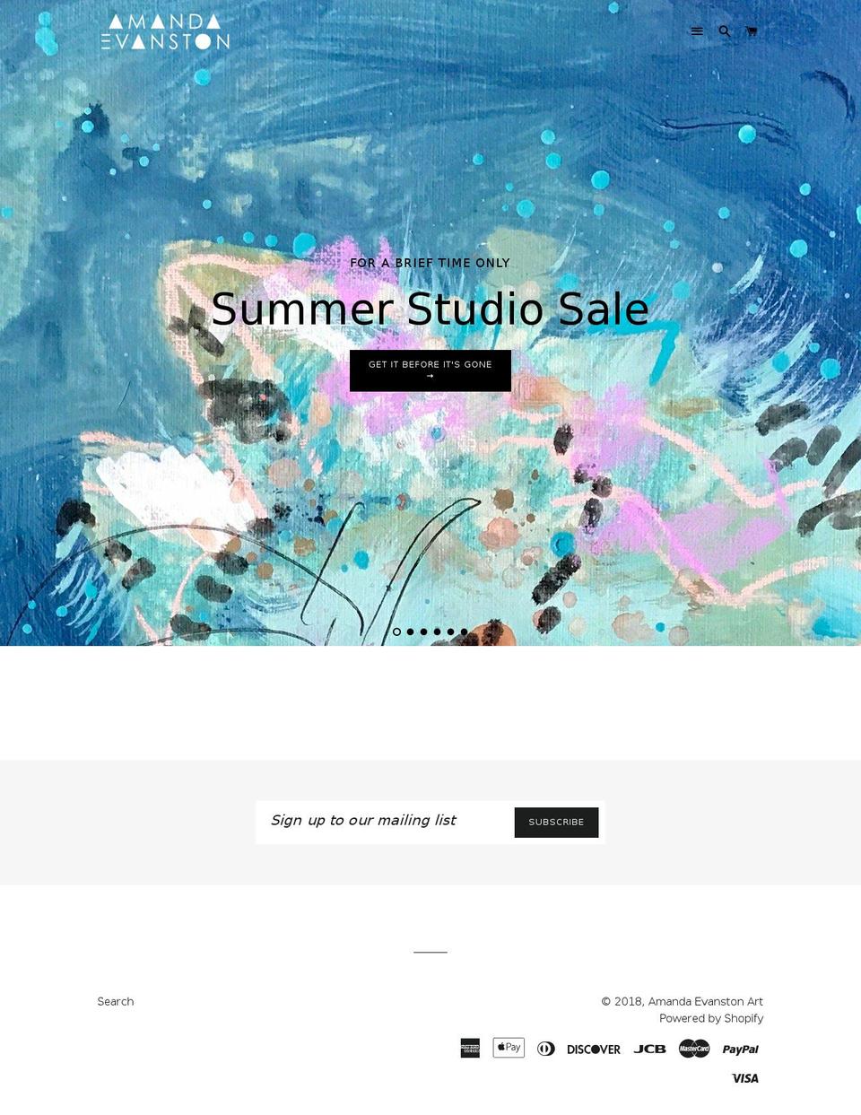 amandaevanstonartworks.com shopify website screenshot