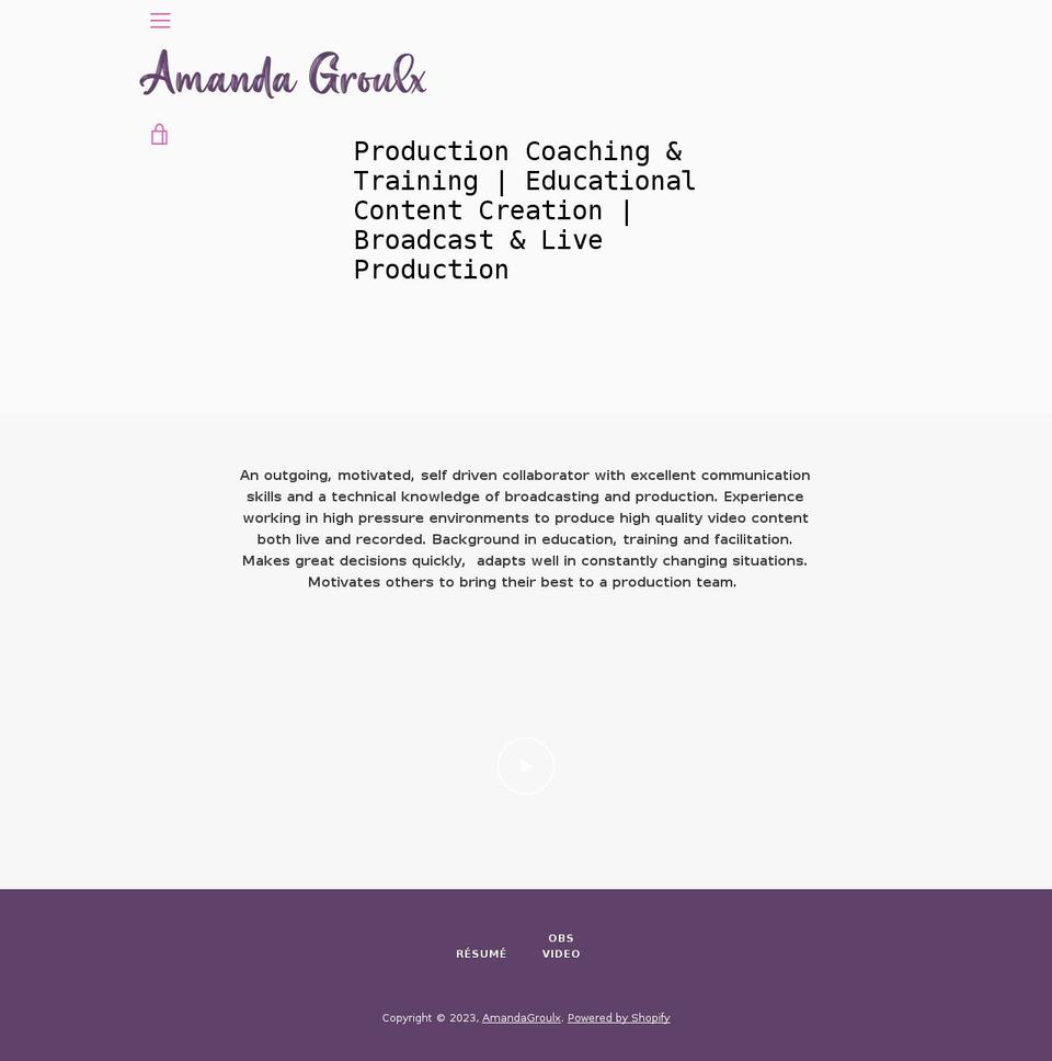 amandagroulx.com shopify website screenshot