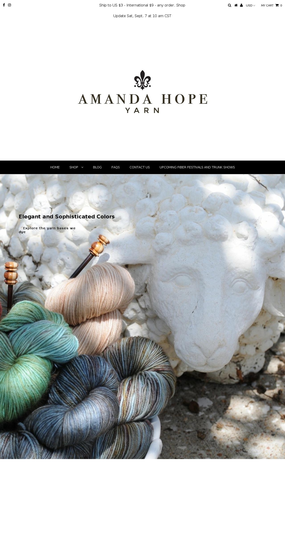 amandahopeyarn.com shopify website screenshot