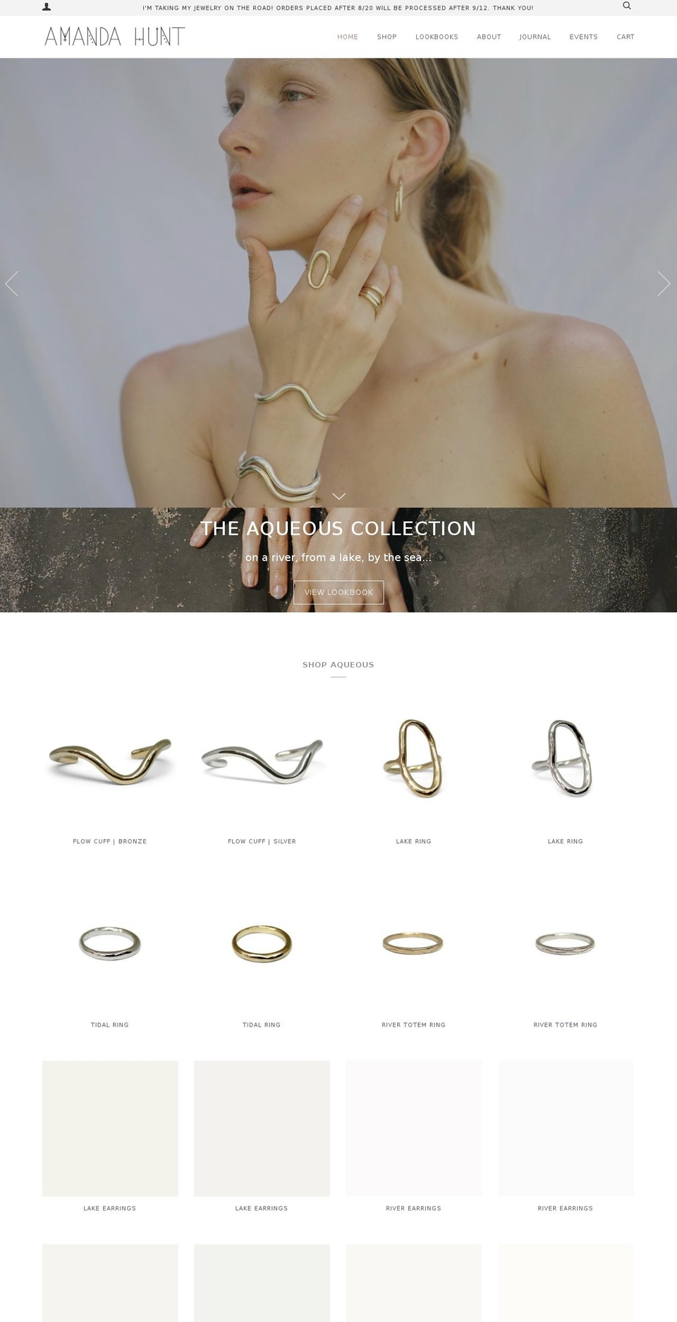 amandahuntjewelry.com shopify website screenshot