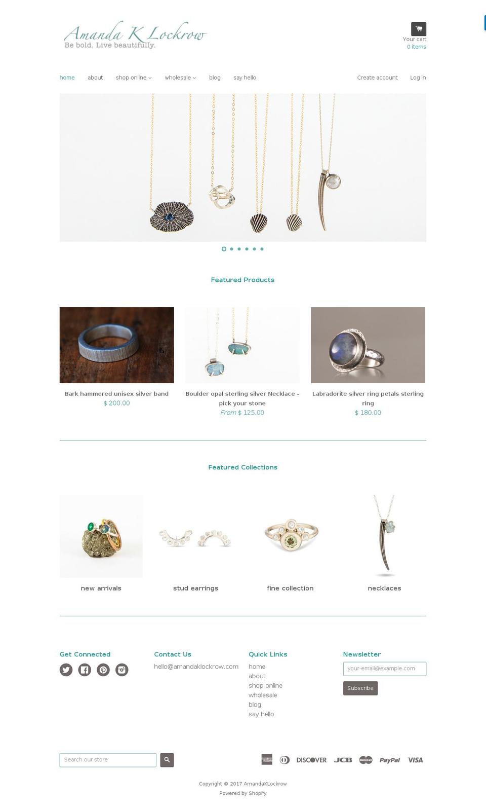 amandaklockrow.com shopify website screenshot