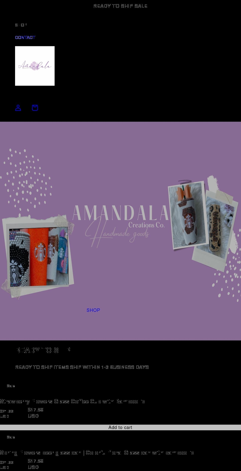 amandalacreations.com shopify website screenshot