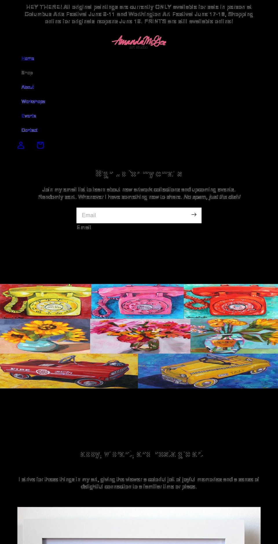 amandamcgee.com shopify website screenshot