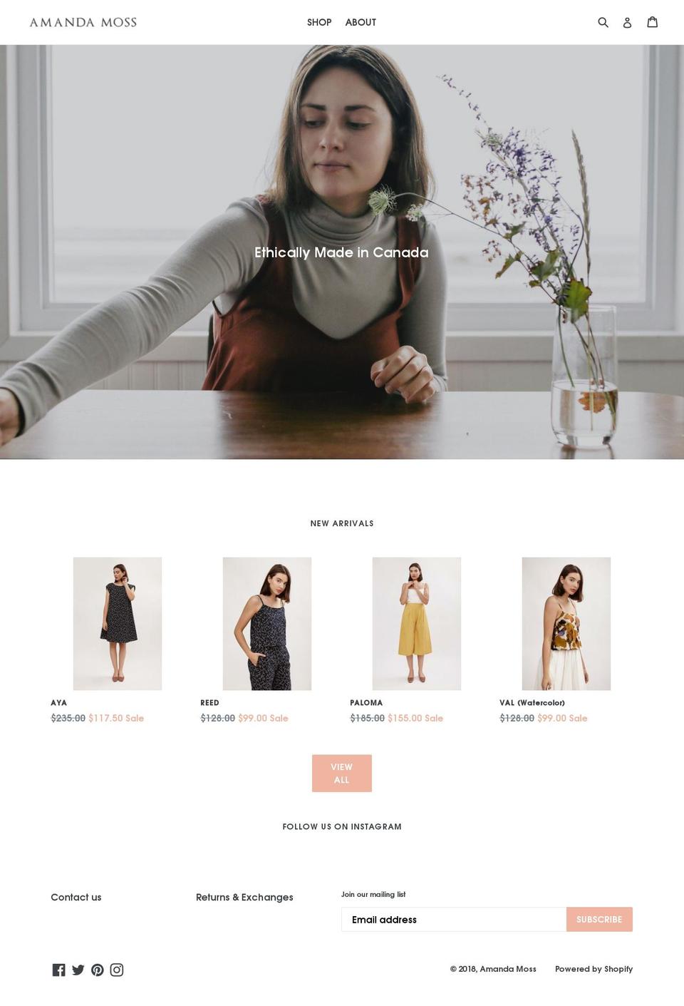 amandamoss.ca shopify website screenshot