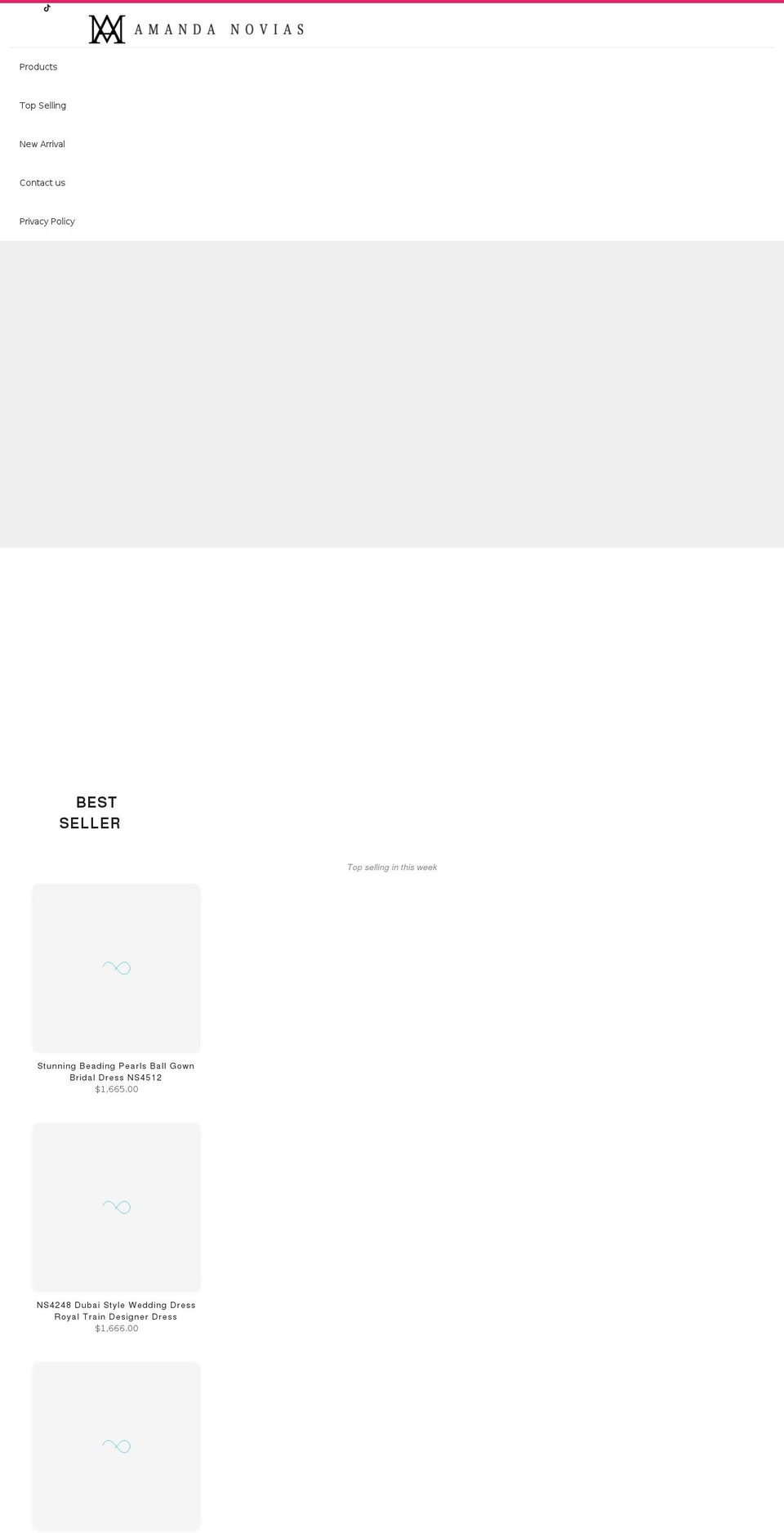 amandanoviasdress.com shopify website screenshot