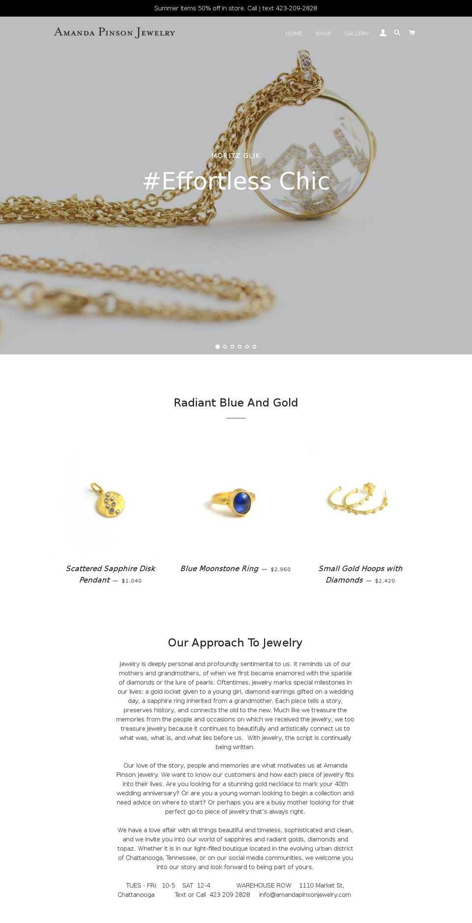 amandapinsonjewelry.com — Shopify storefront screenshot