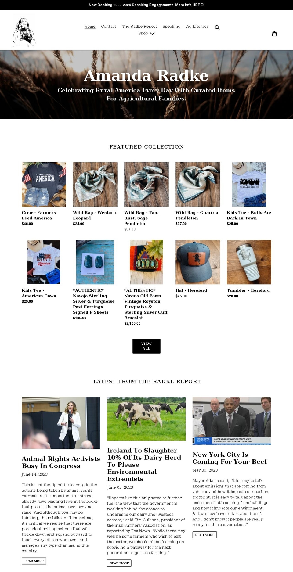amandaradke.com shopify website screenshot