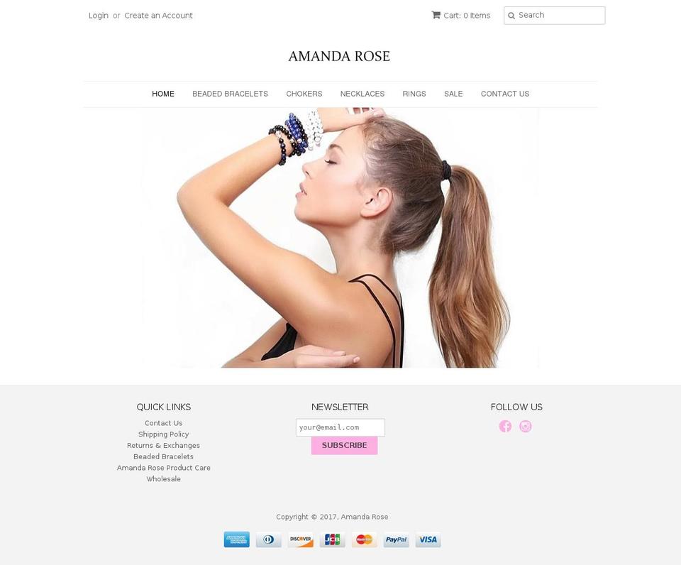 amandarosejewelry.com shopify website screenshot