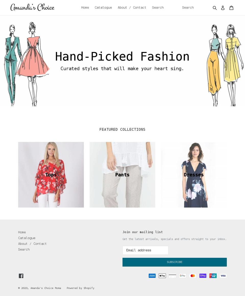 amandaschoice.com.au shopify website screenshot
