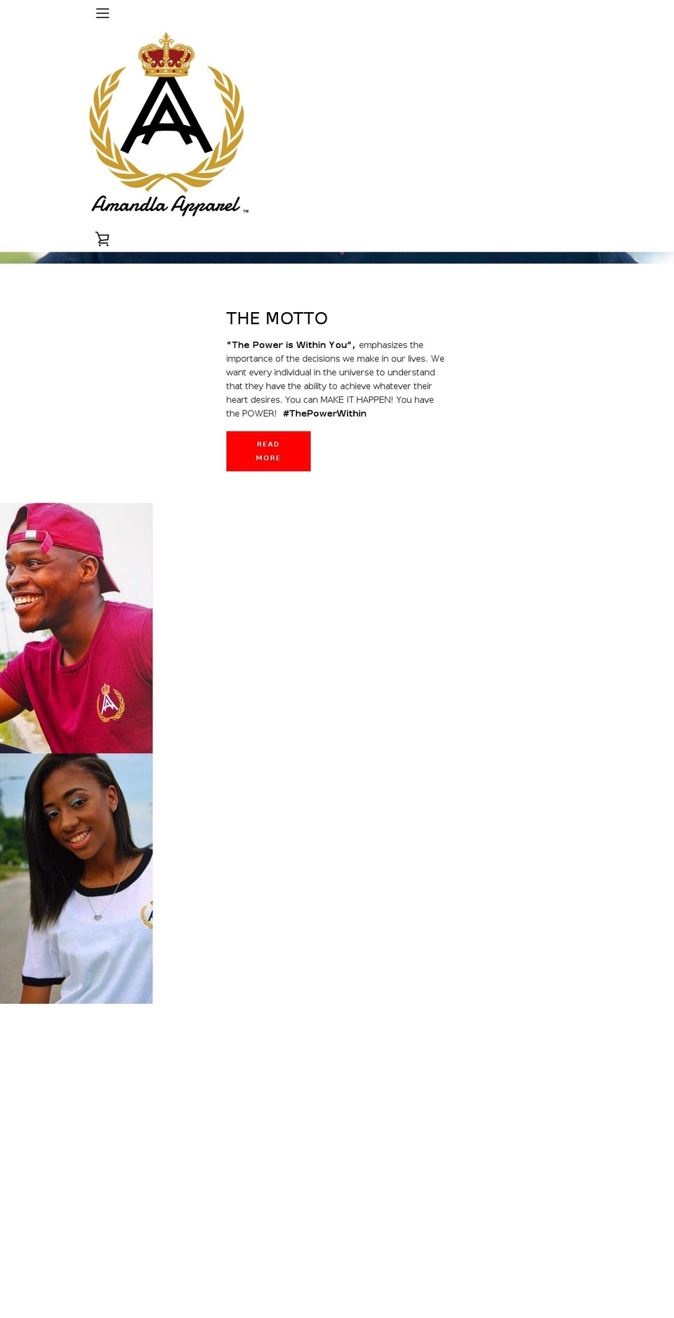 amandlaapparel.com shopify website screenshot