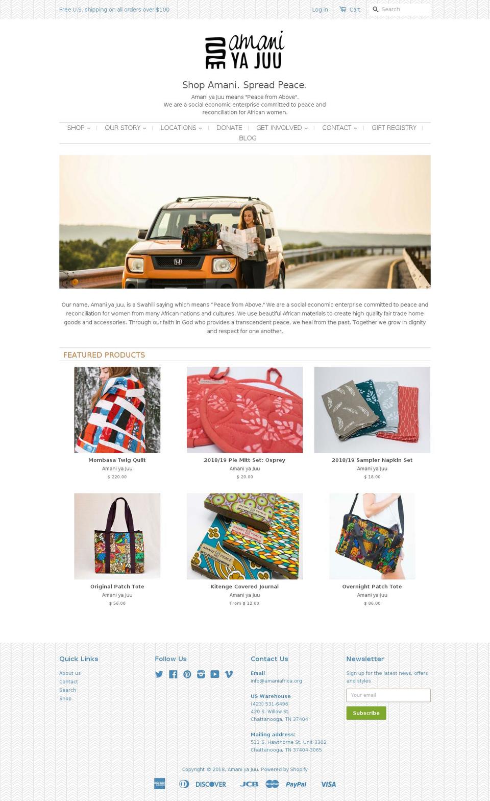 amaniusa.com shopify website screenshot