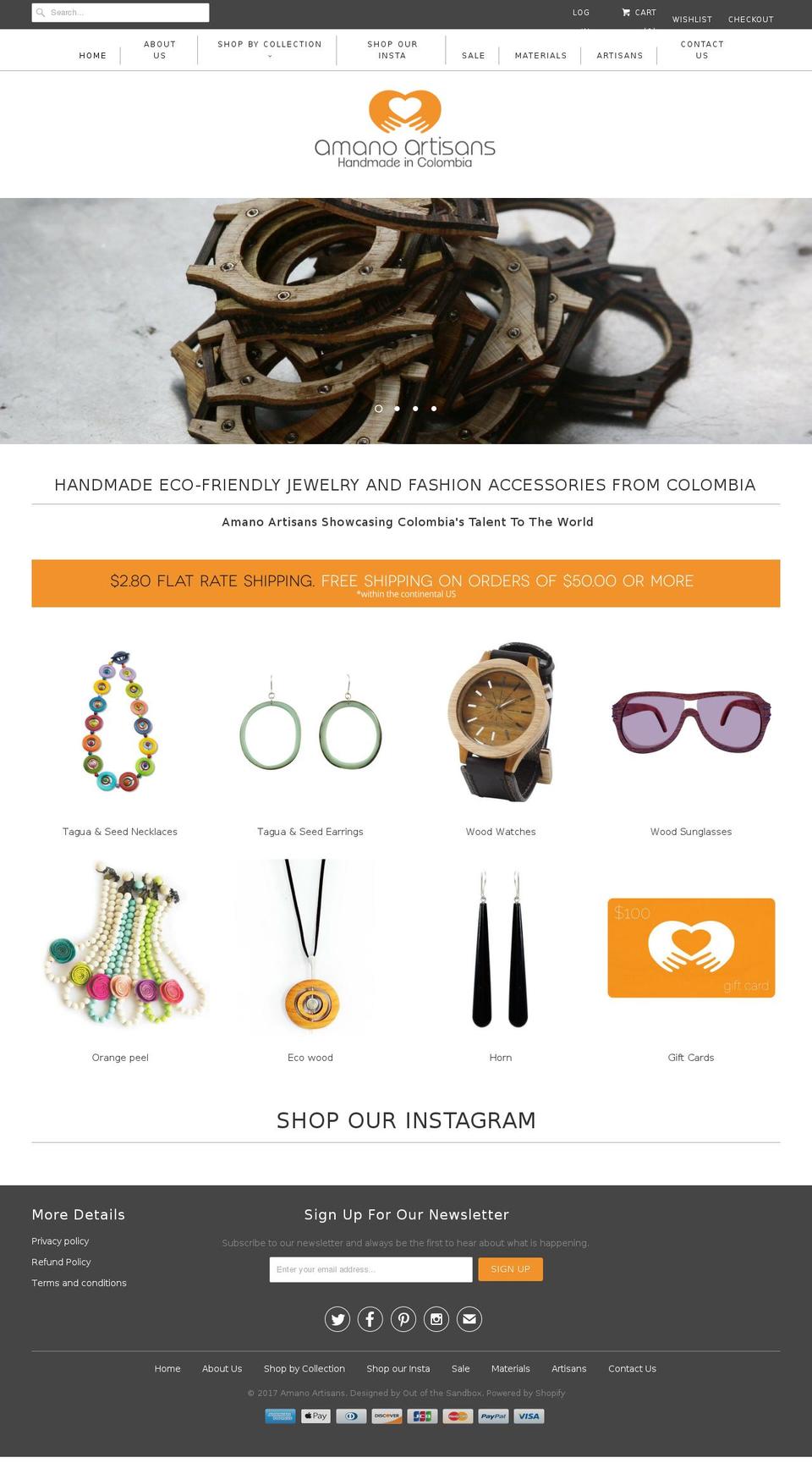 amanoartisans.com shopify website screenshot