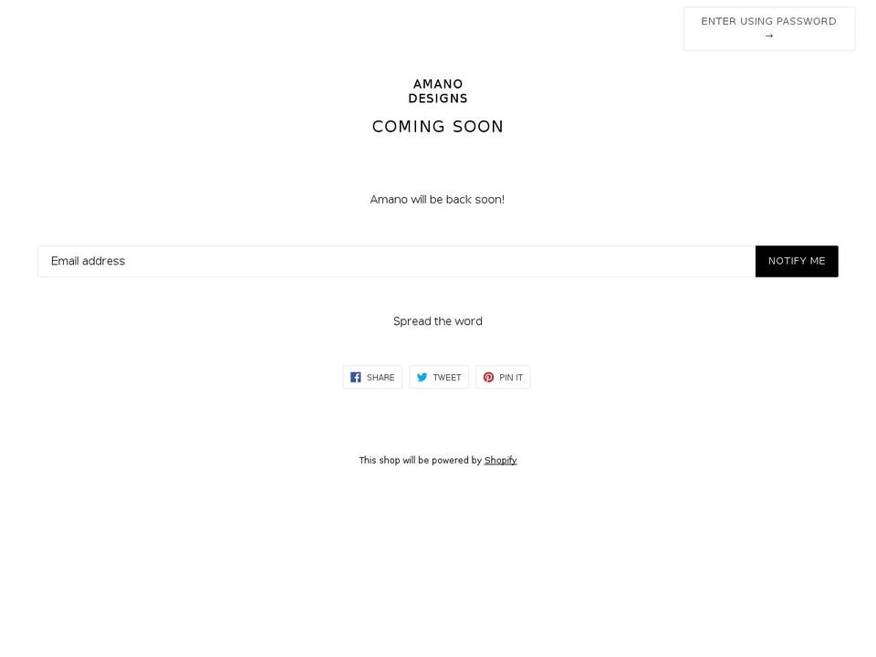 amanodesigns.co.uk shopify website screenshot