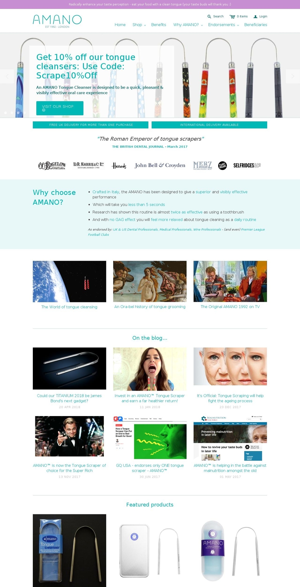 amanoproducts.com shopify website screenshot