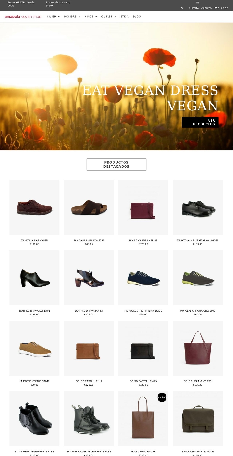 amapolaveganshop.com shopify website screenshot