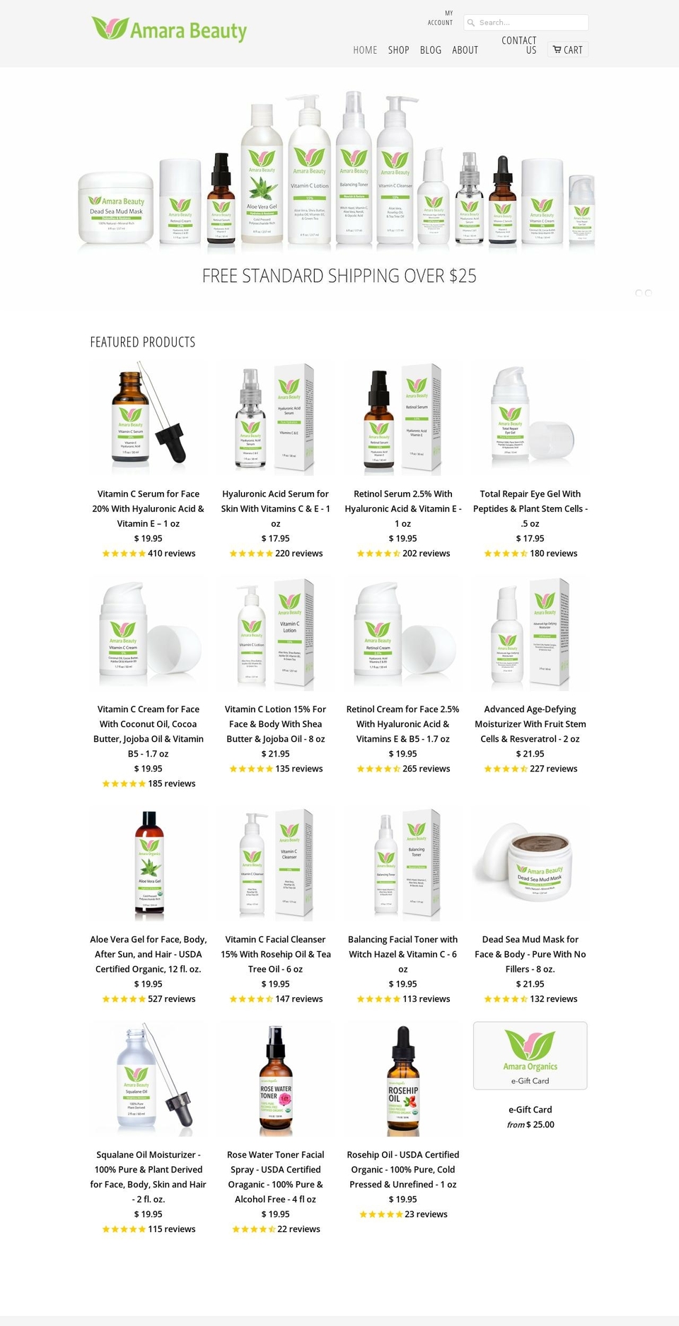 amarabeauty.com shopify website screenshot