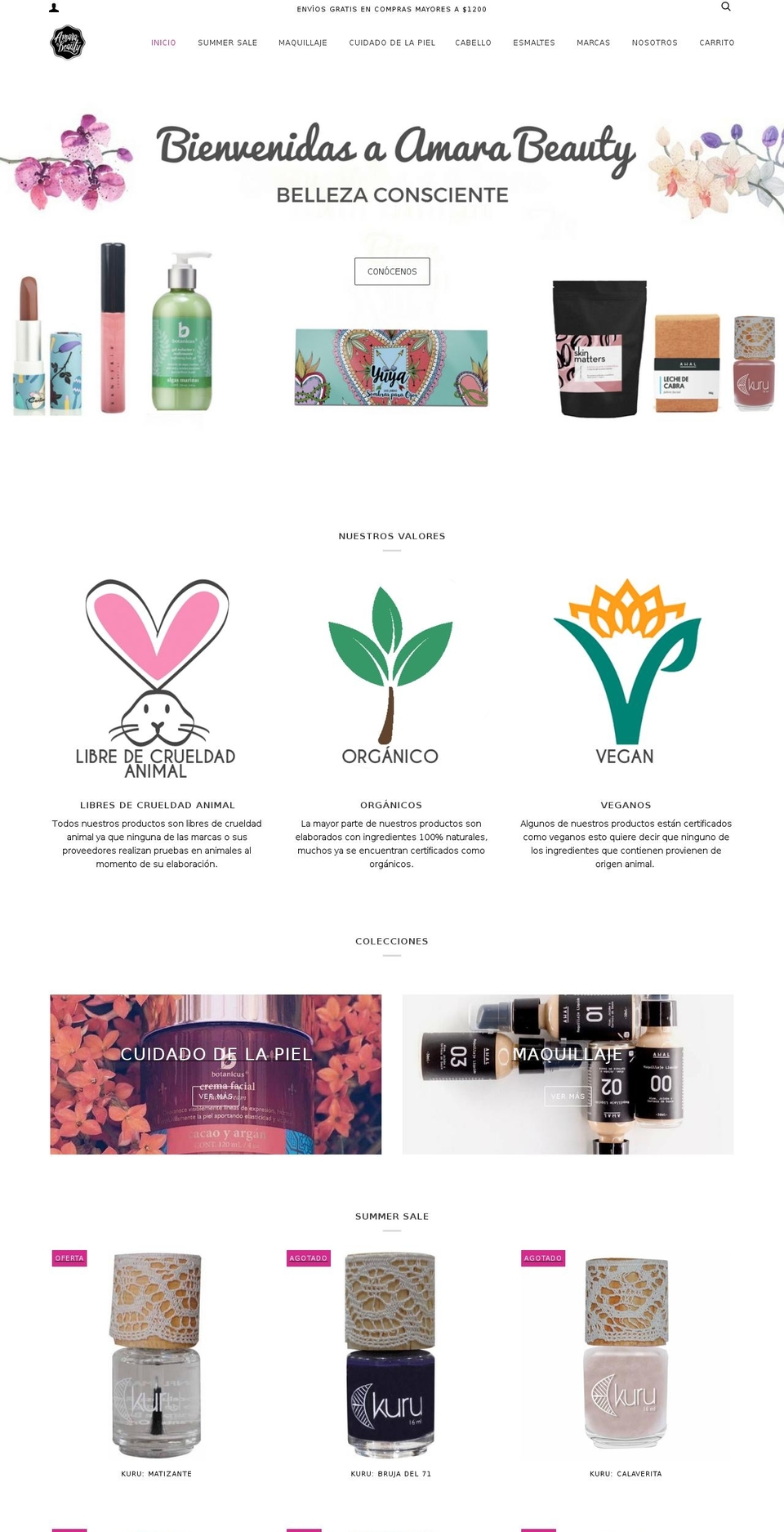 amarabeauty.mx shopify website screenshot