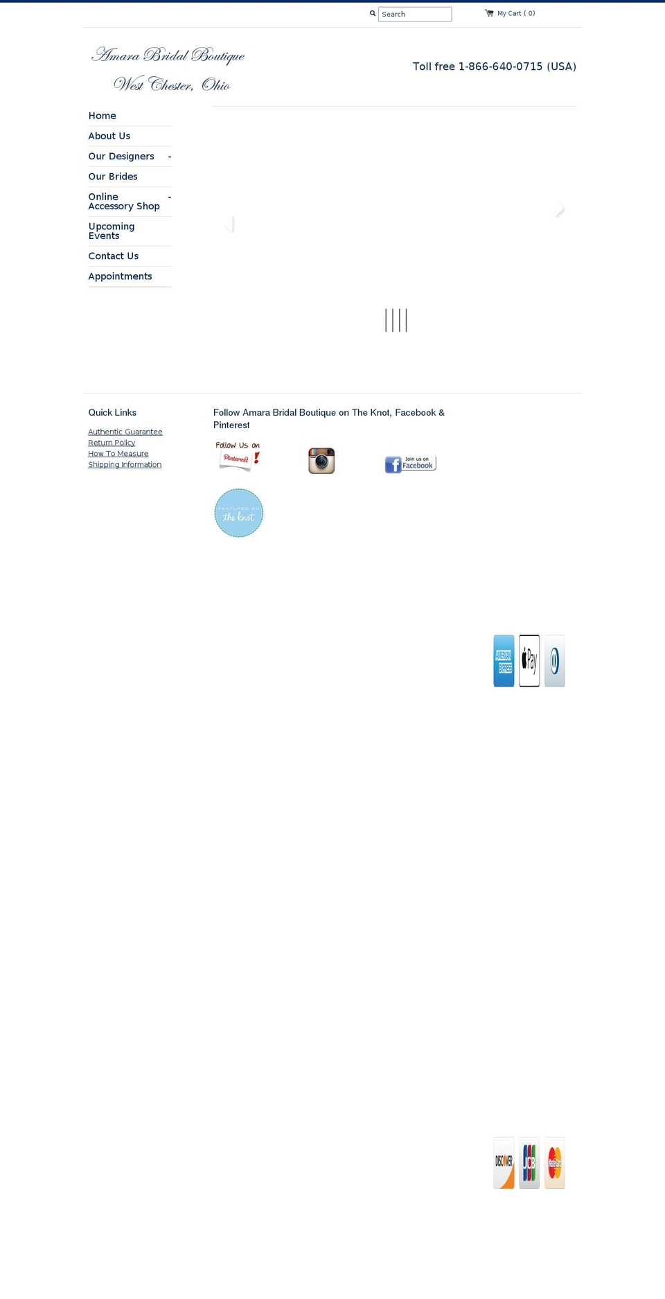 amarabridalboutique.com shopify website screenshot