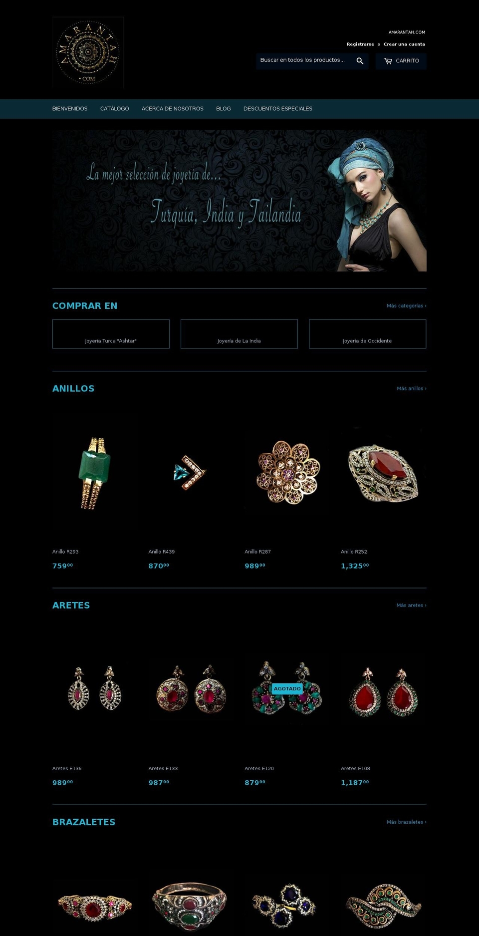 amarantah.com shopify website screenshot
