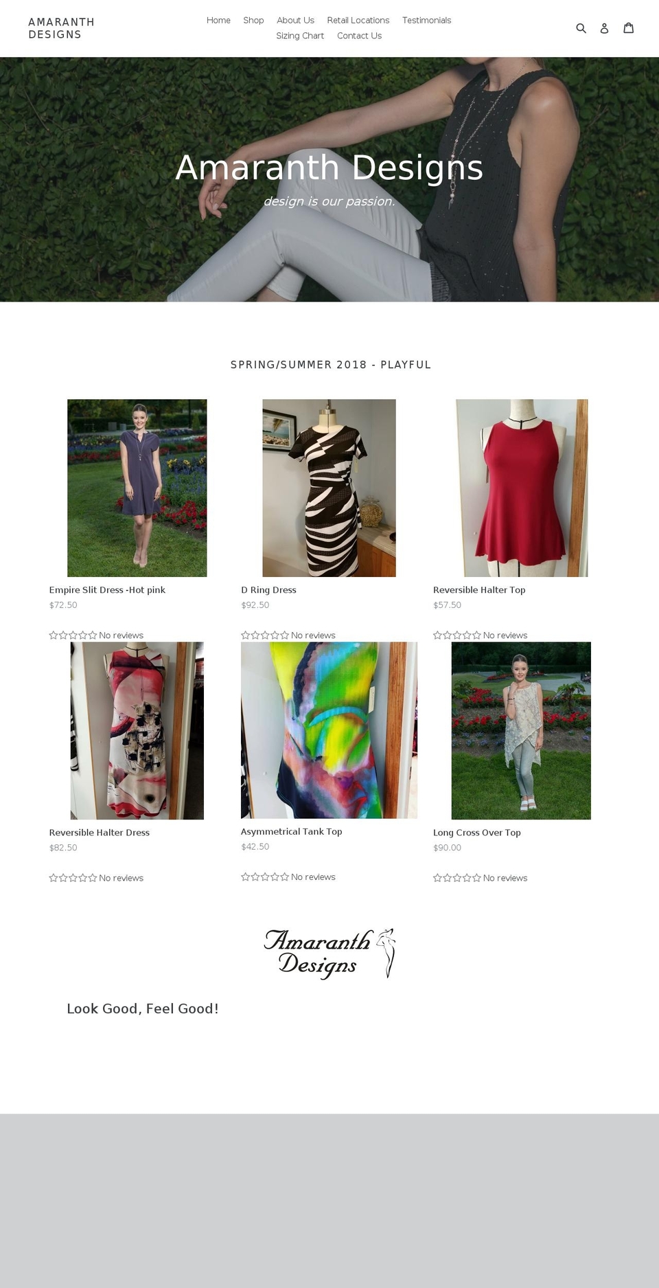 amaranthdesigns.ca shopify website screenshot