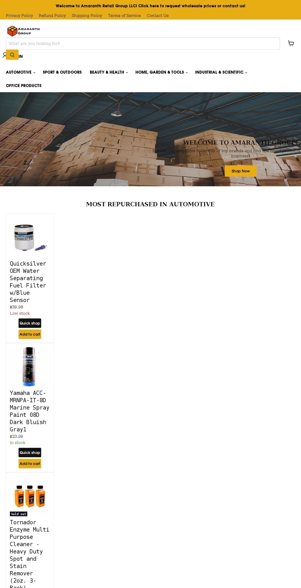 amaranthretailgroup.com shopify website screenshot