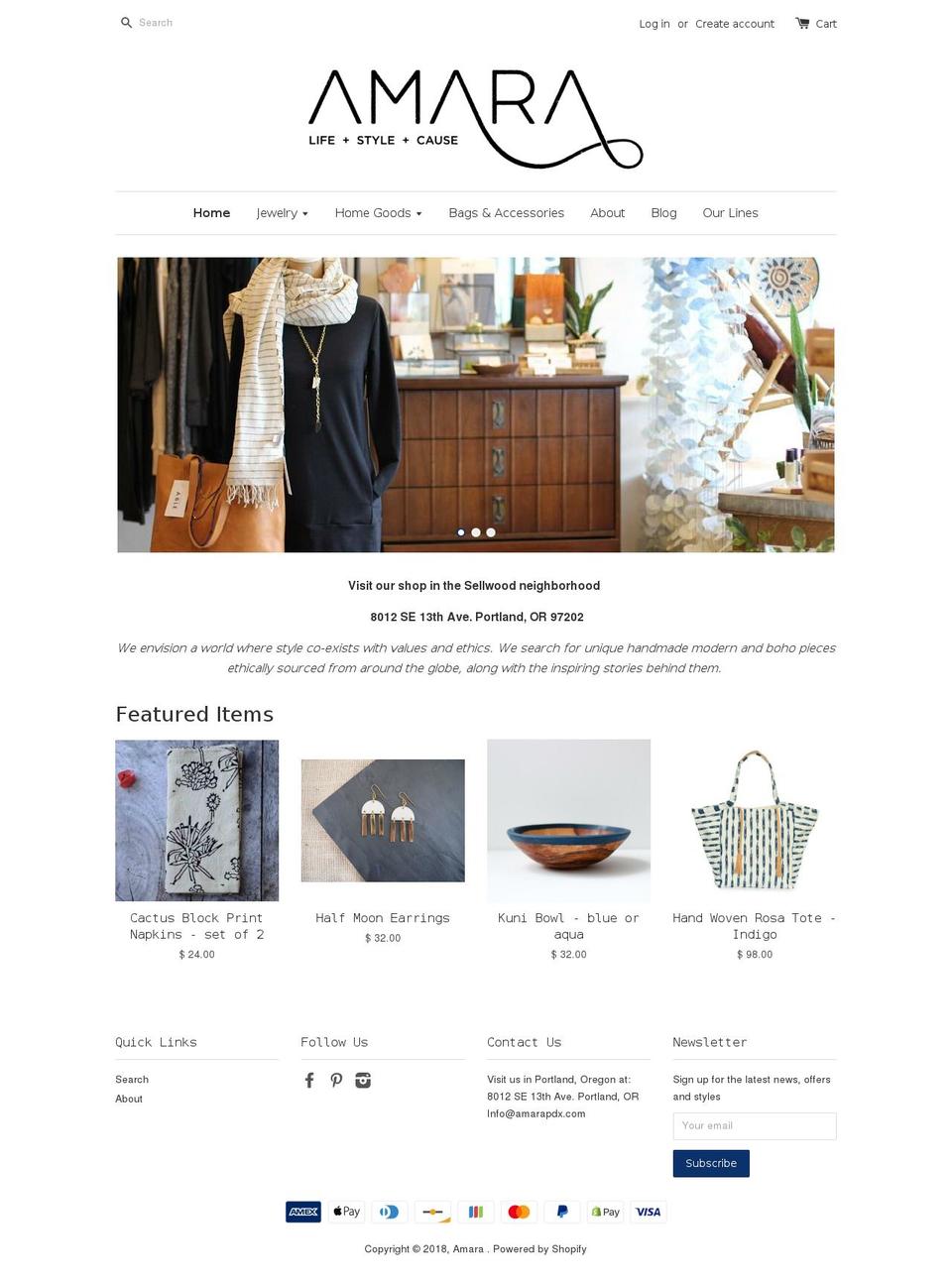 amarapdx.com shopify website screenshot