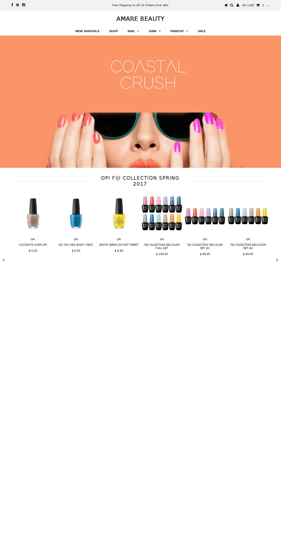 amarebeauty.com shopify website screenshot