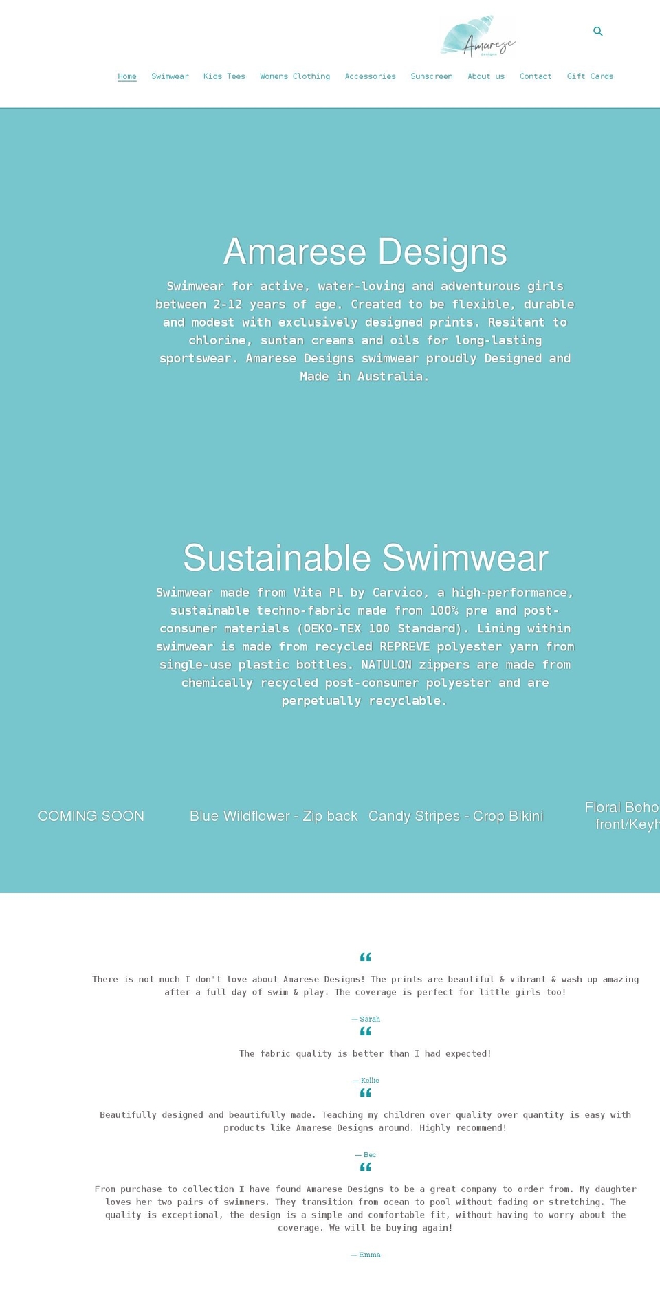 amaresedesigns.com.au shopify website screenshot