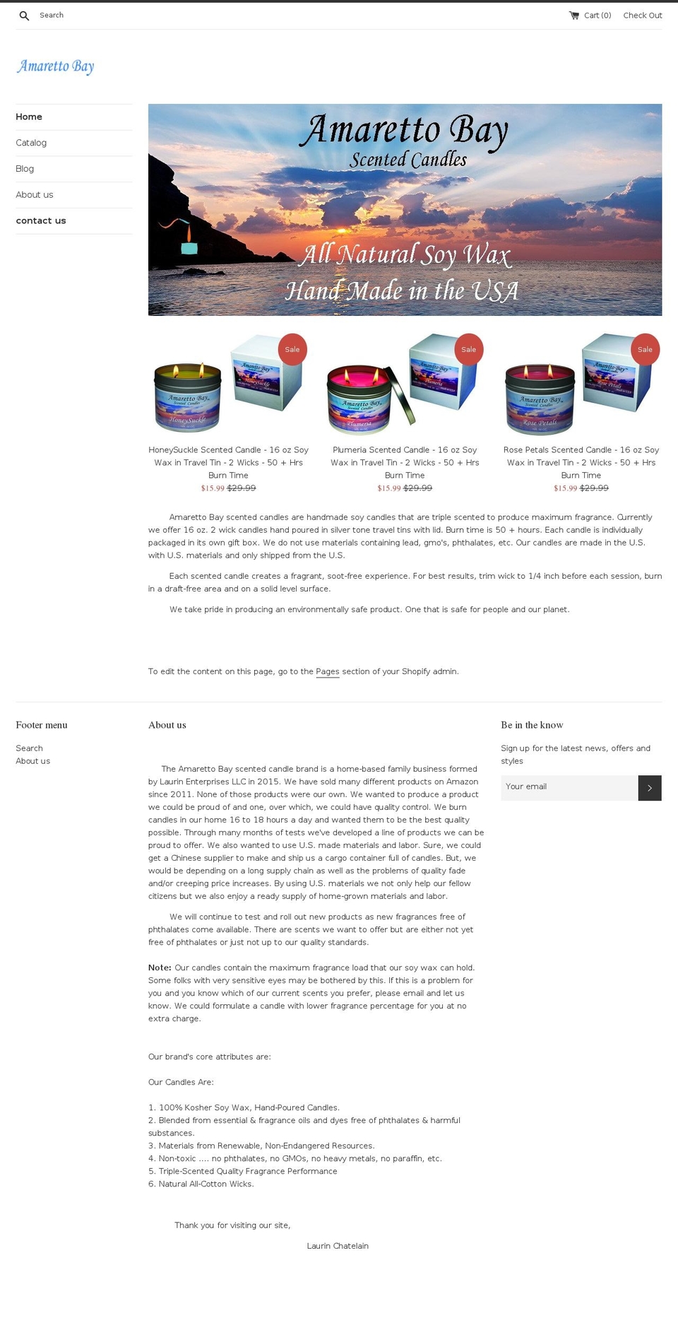 amarettobay.com shopify website screenshot