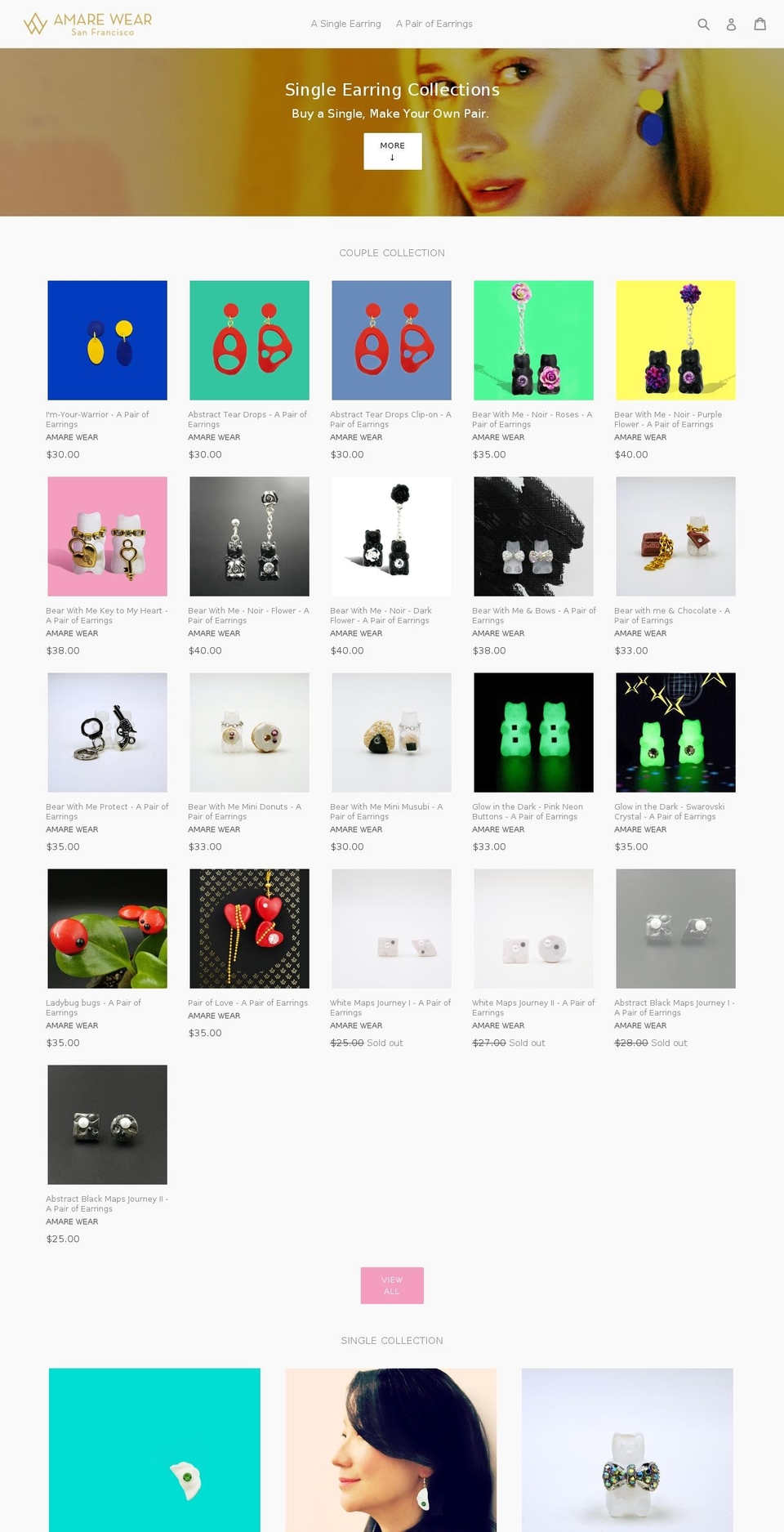 amarewear.com shopify website screenshot
