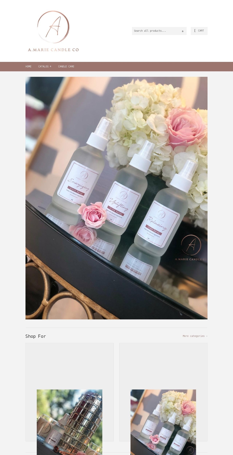 amariecandleco.com shopify website screenshot