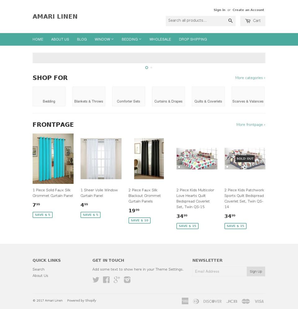 amarilinen.com shopify website screenshot