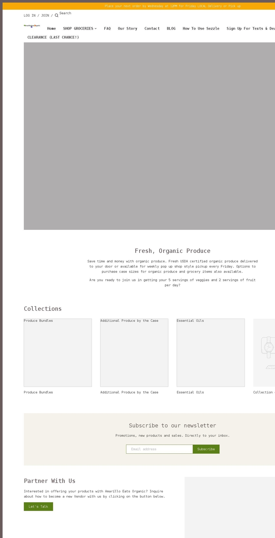 amarilloeatsorganic.com shopify website screenshot