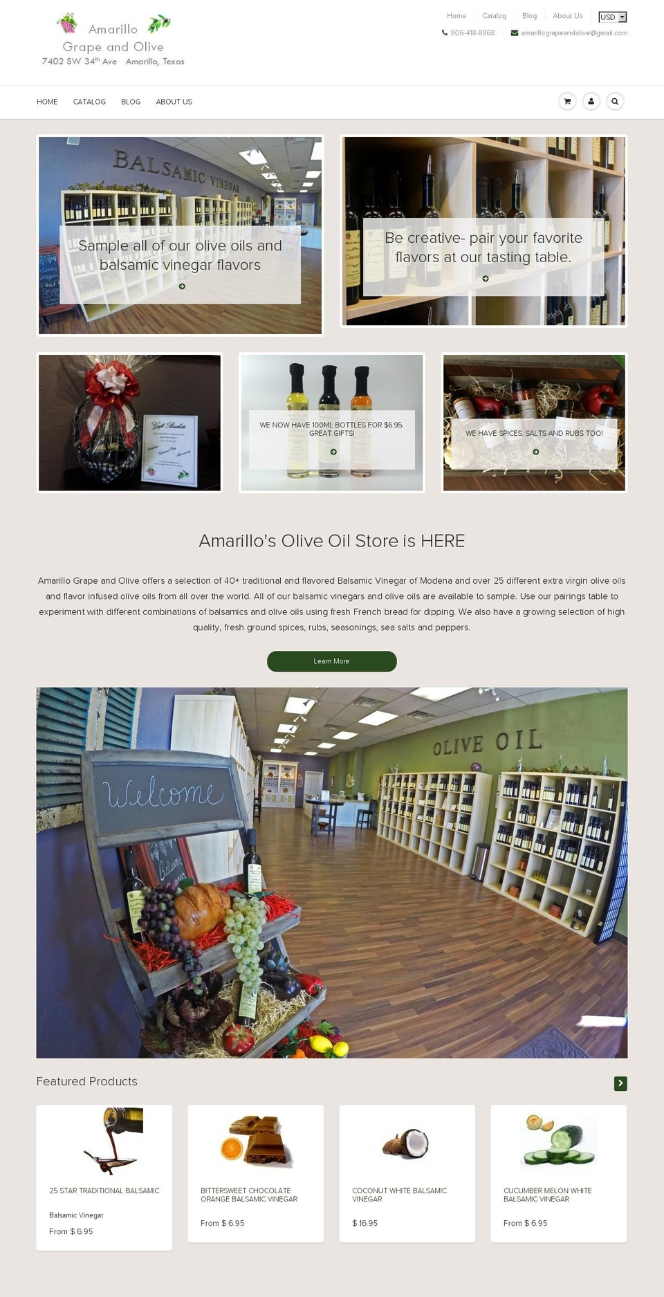 amarillograpeandolive.com shopify website screenshot