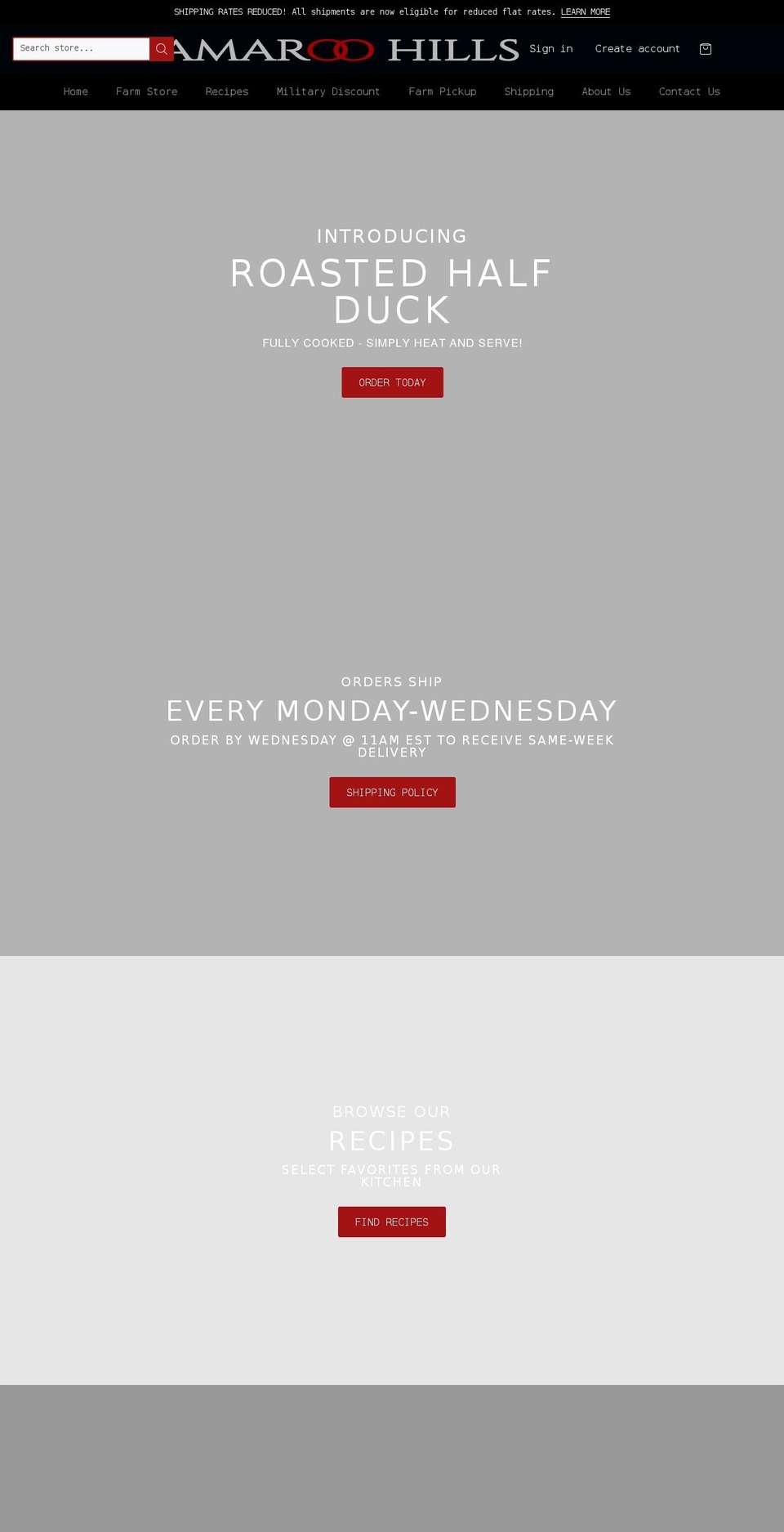 amaroohills.com shopify website screenshot