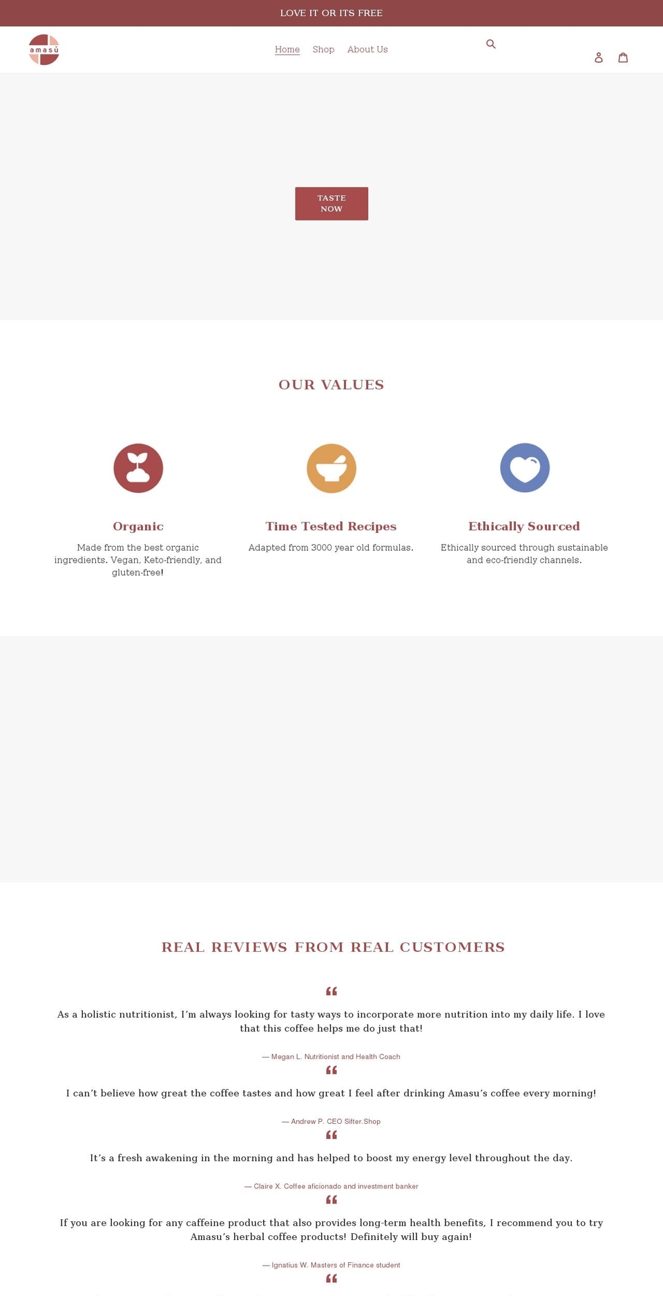 amasulife.com shopify website screenshot