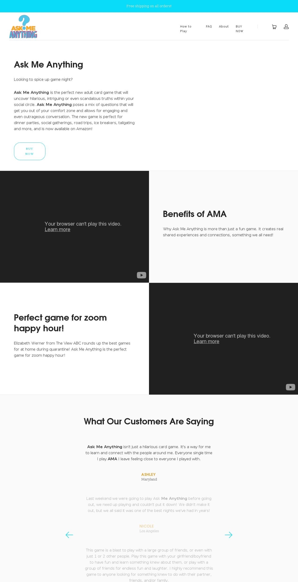 amathegame.com shopify website screenshot