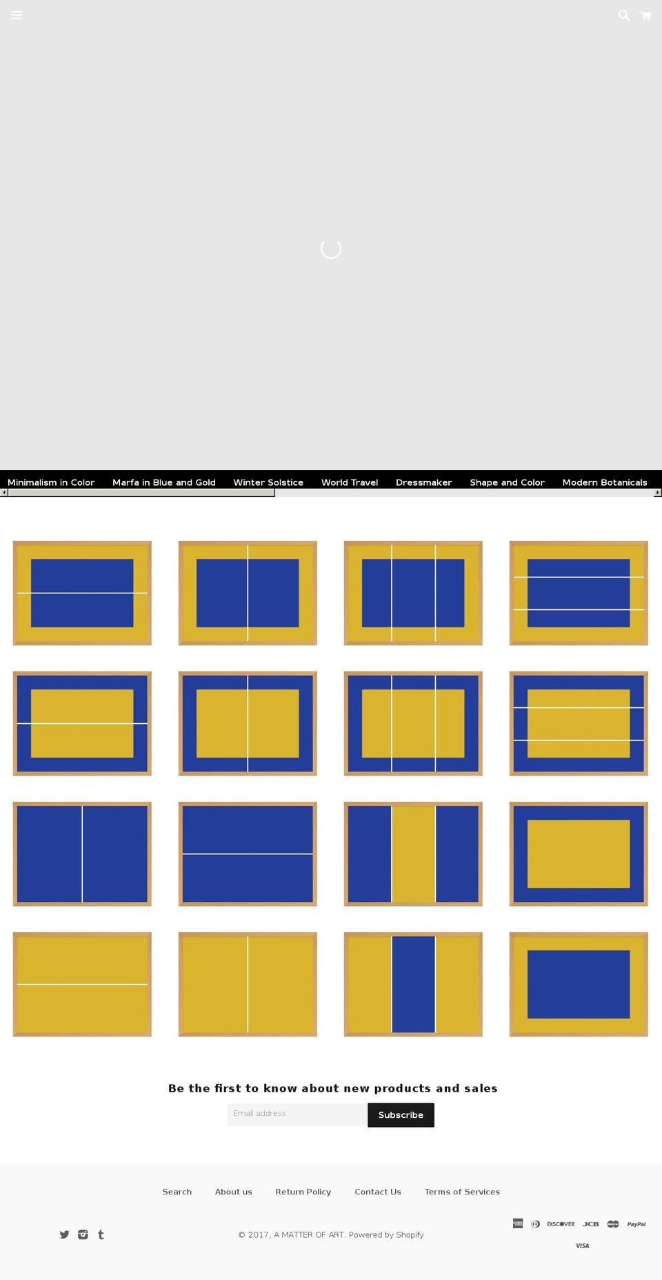 amatterofart.com shopify website screenshot