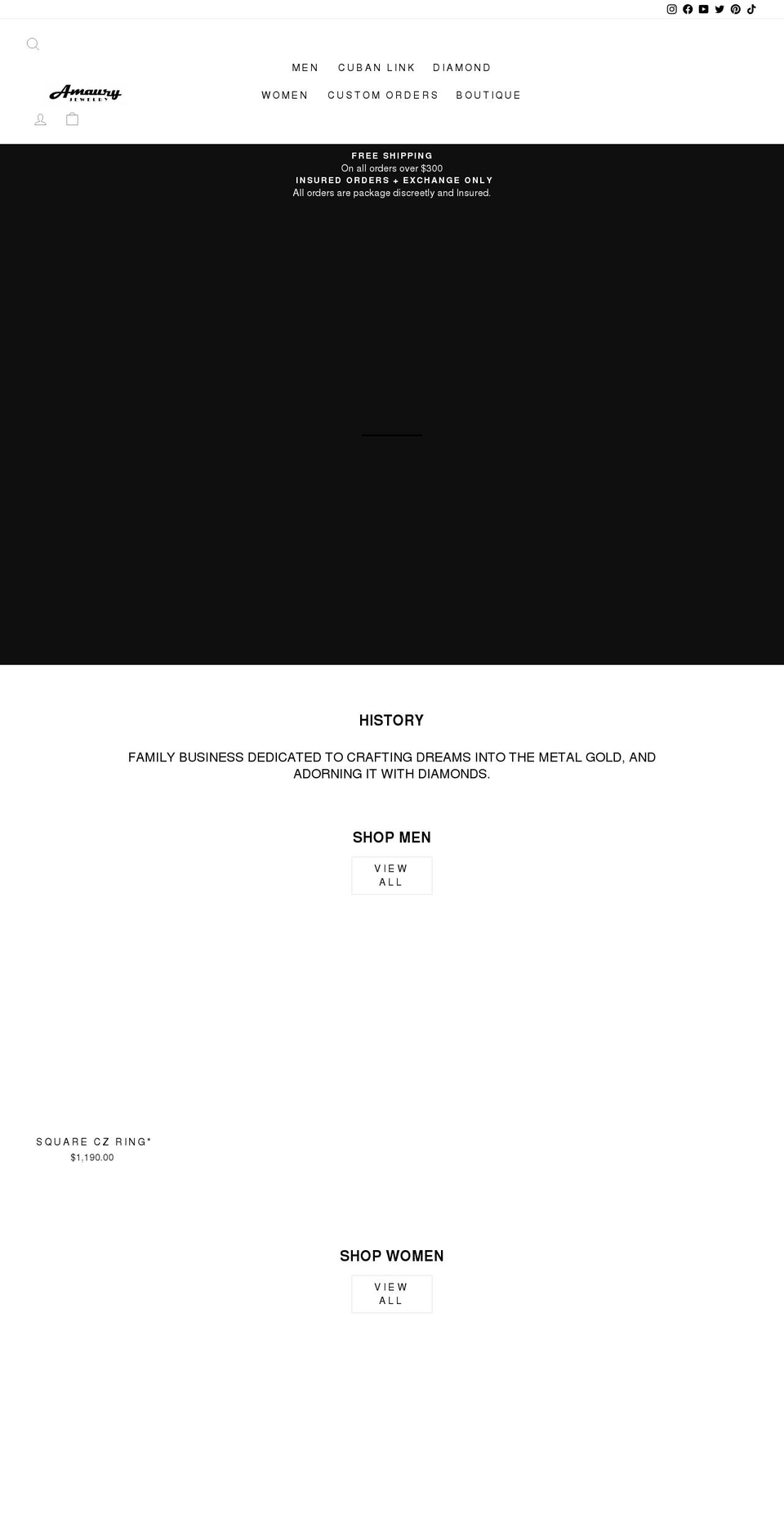 amauryjewelry.com shopify website screenshot