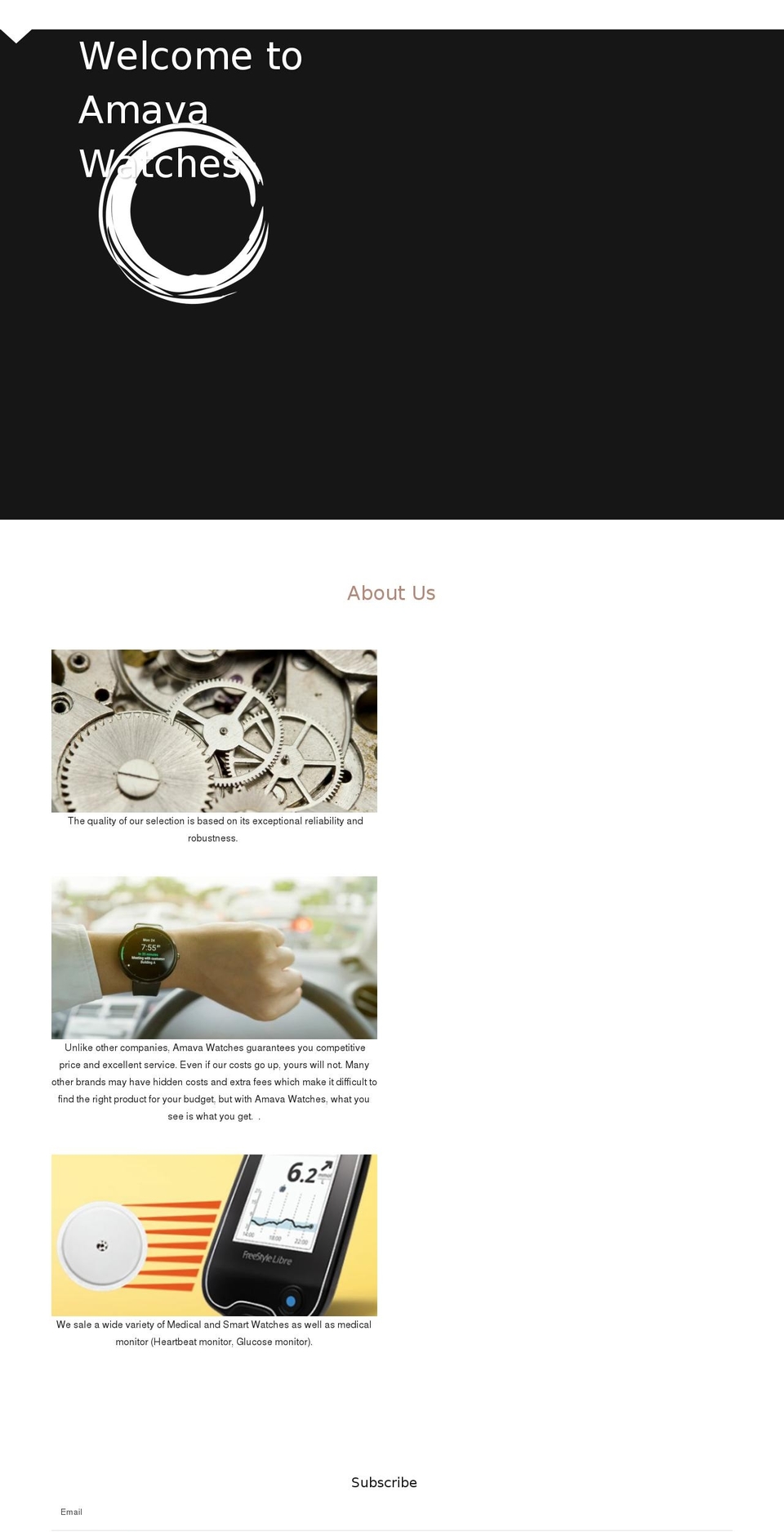 amavawatches.com — Shopify storefront screenshot