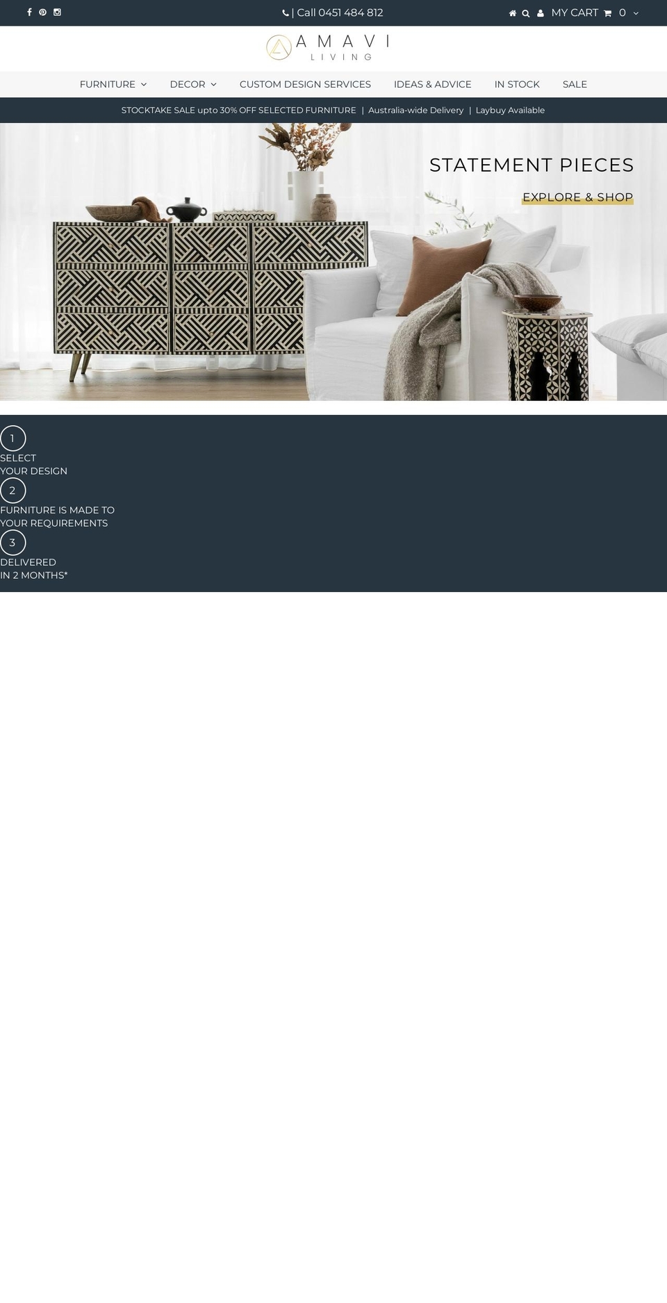 amaviliving.com.au shopify website screenshot