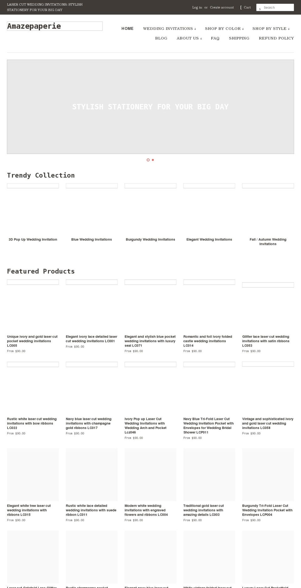 amazepaperie.com shopify website screenshot