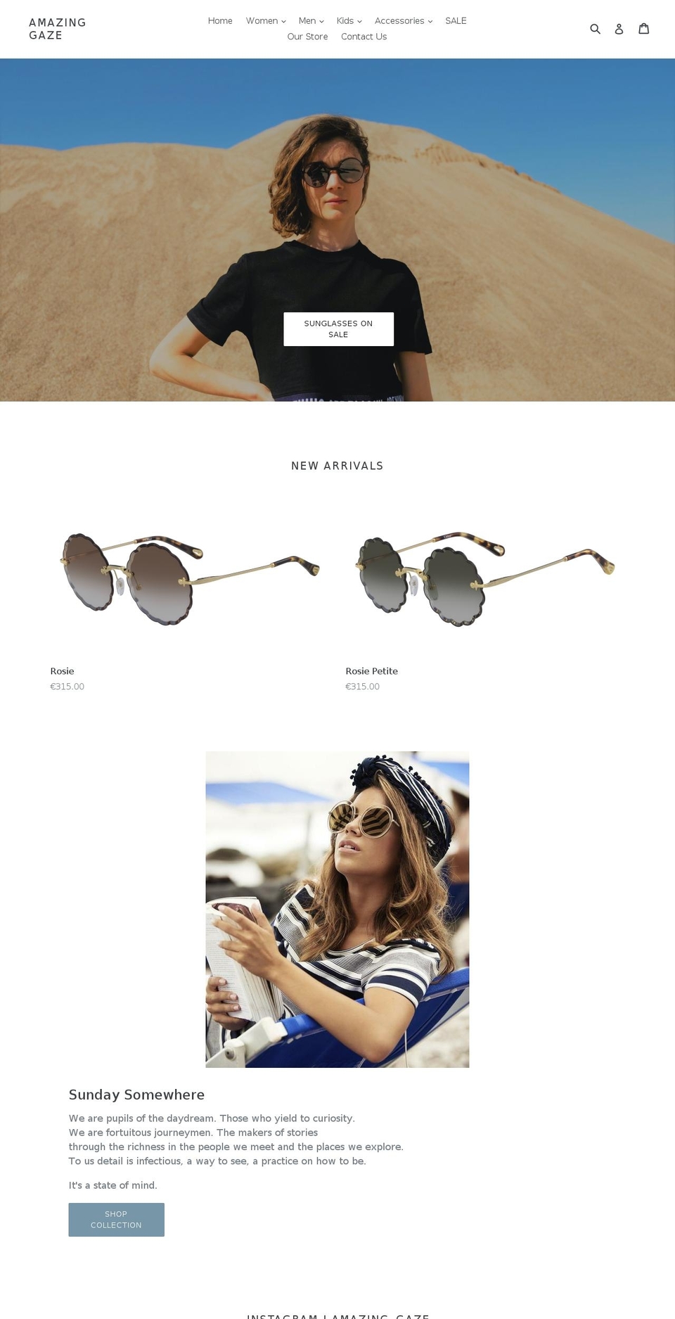 amazing-gaze.com — Shopify storefront screenshot