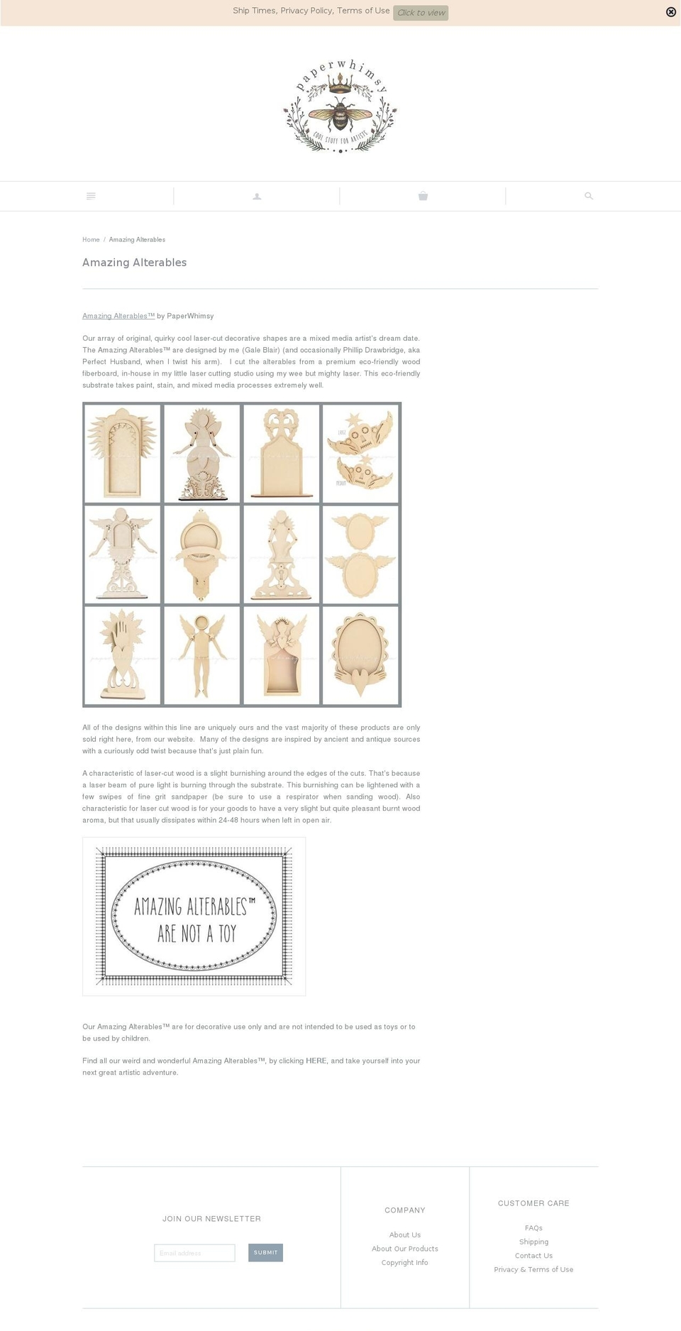 amazingalterables.com — Shopify storefront screenshot