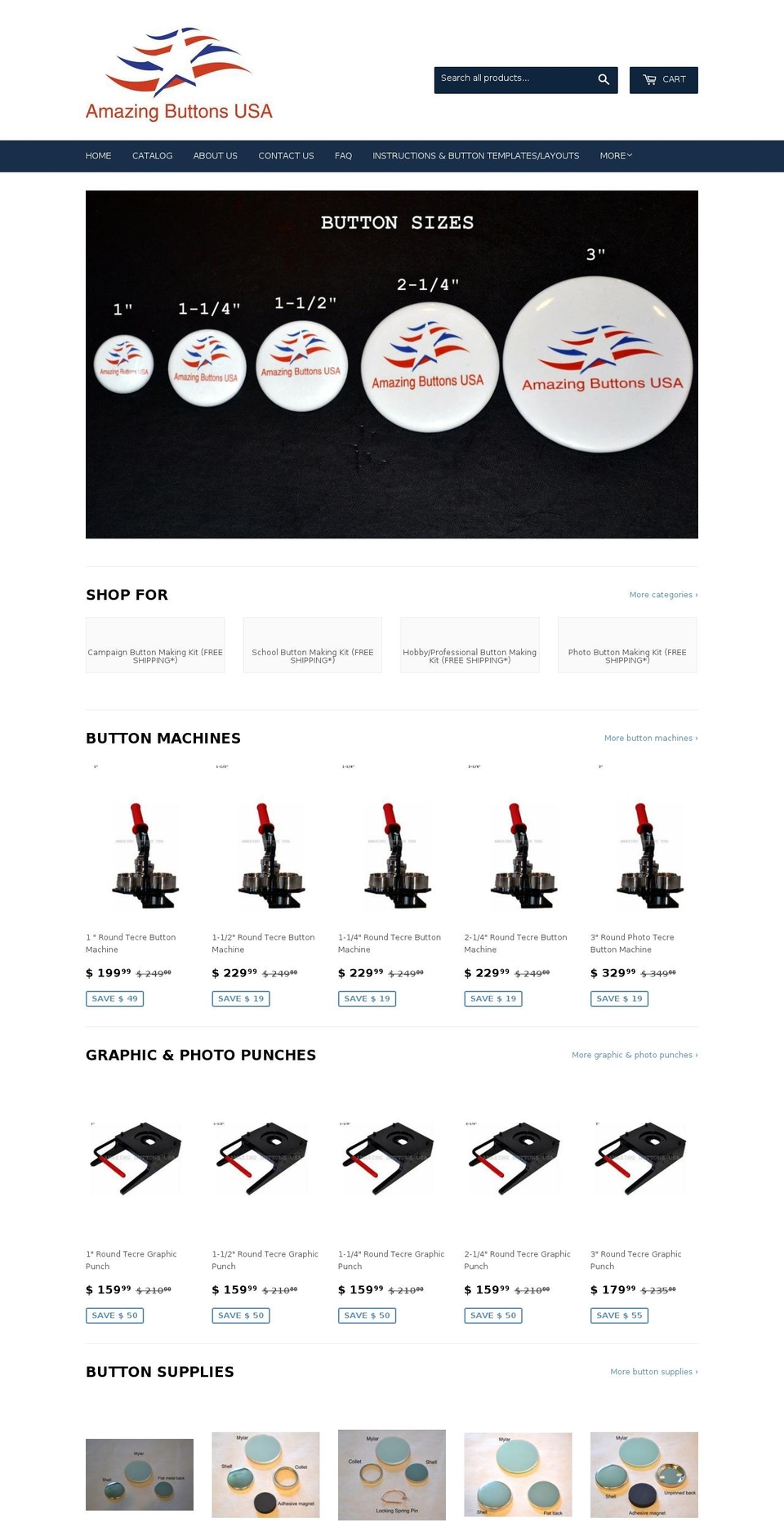 amazingbuttonsusa.com shopify website screenshot