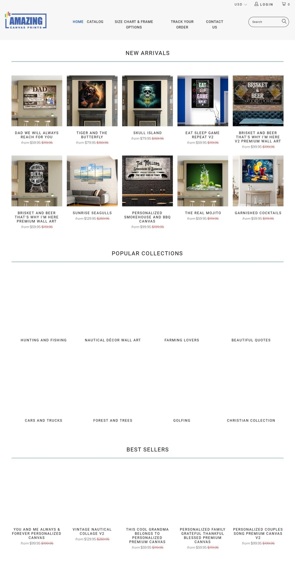 amazingcanvasprint.com shopify website screenshot