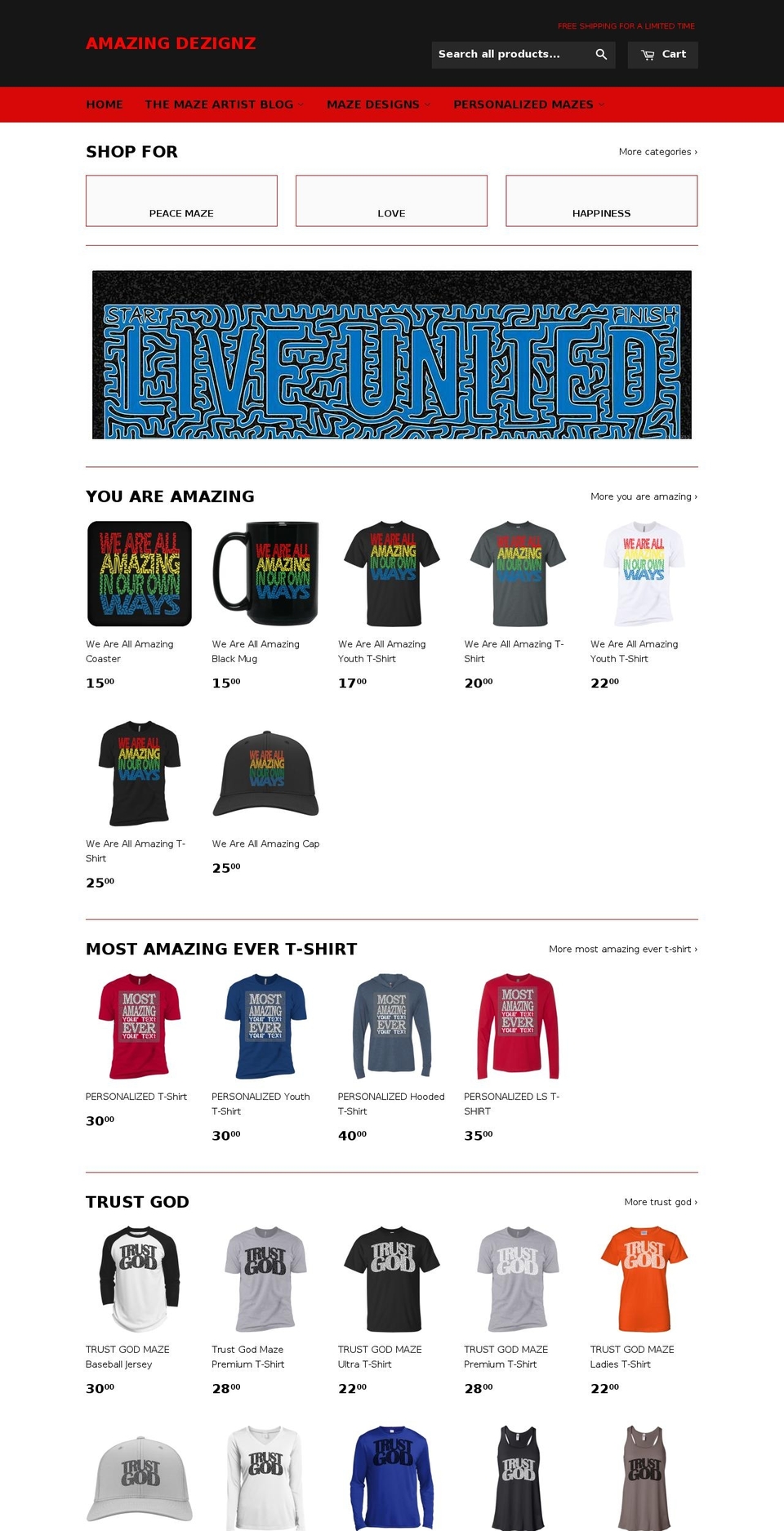amazingdezignz.com — Shopify storefront screenshot