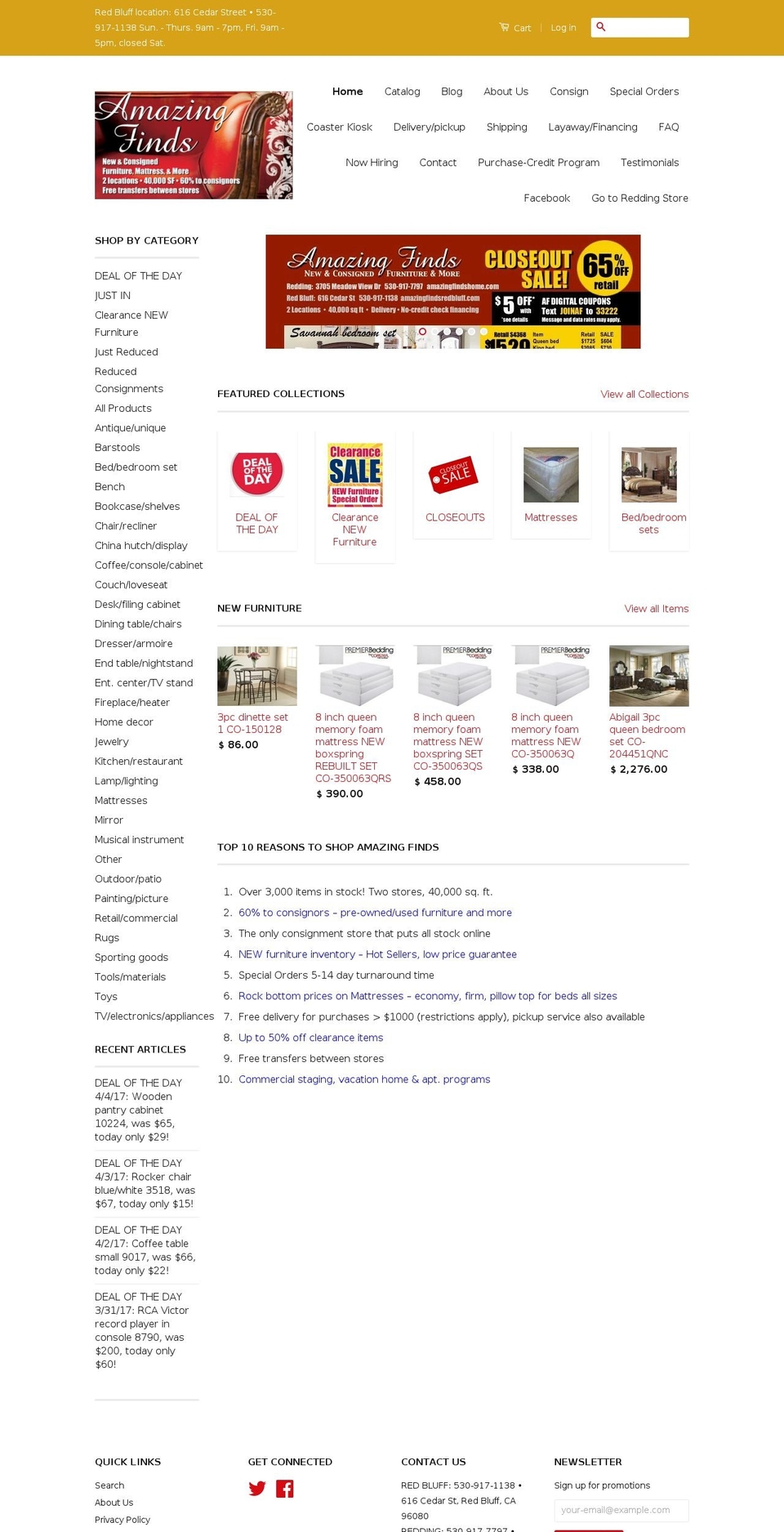 amazingfindsredbluff.com shopify website screenshot