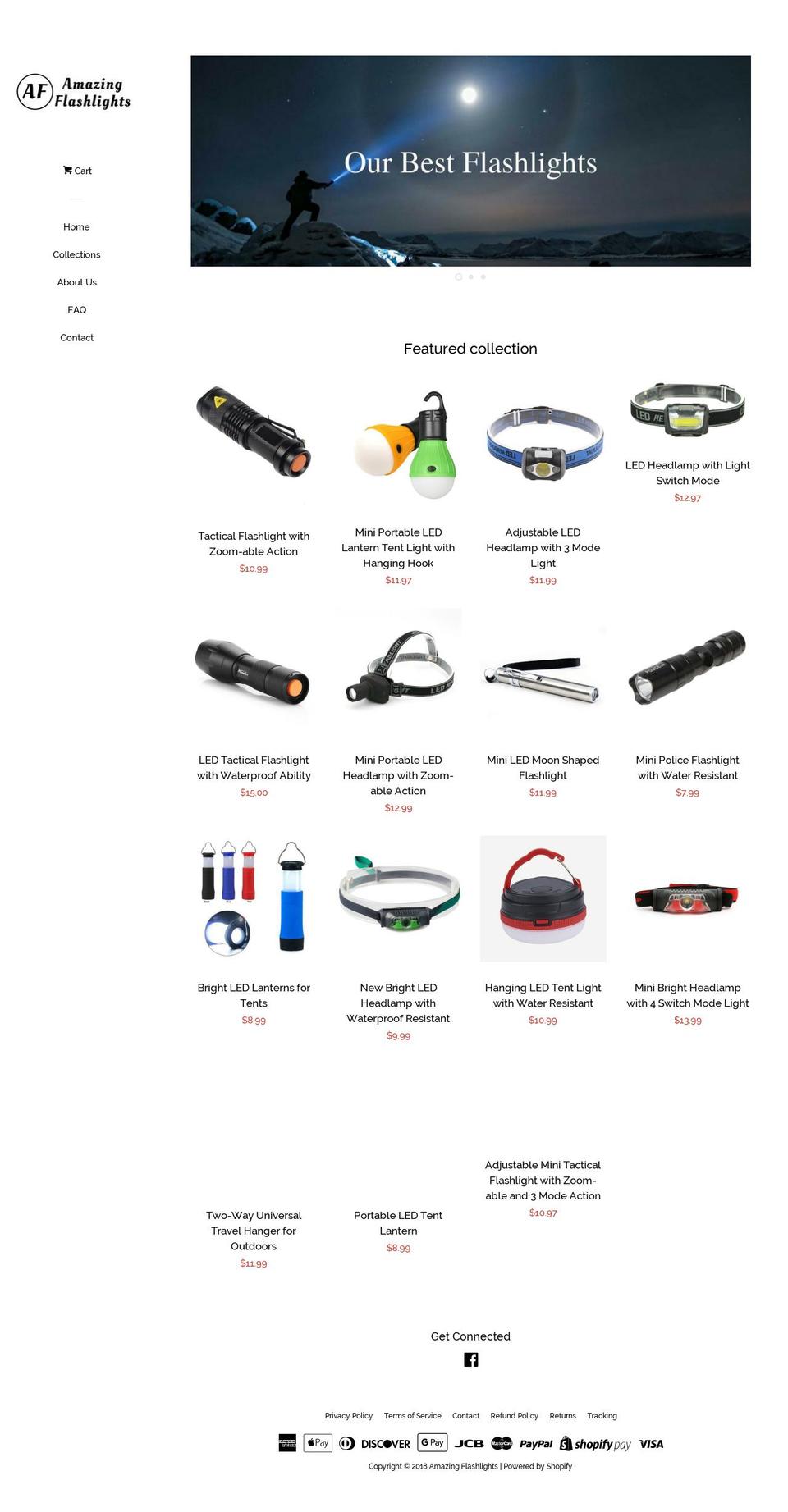 amazingflashlights.com — Shopify storefront screenshot